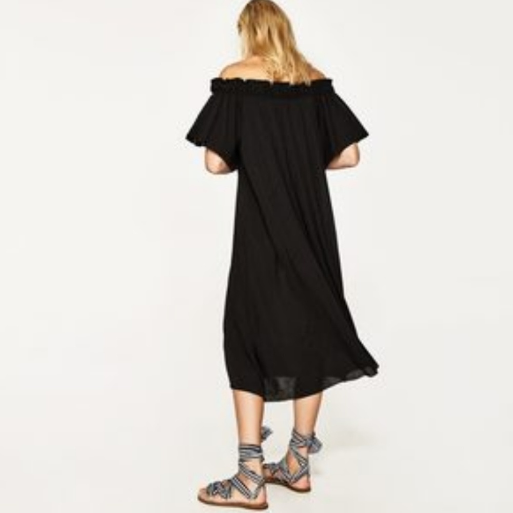 Zara Off the Shoulder Black Dress - Picture 2 of 3
